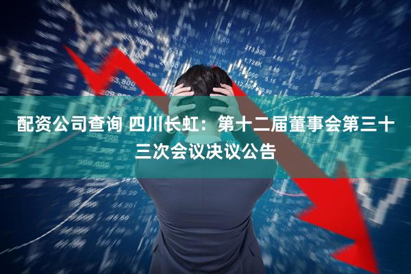 配资公司查询 四川长虹：第十二届董事会第三十三次会议决议公告